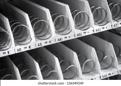 Empty Shelf Of Vending Machine