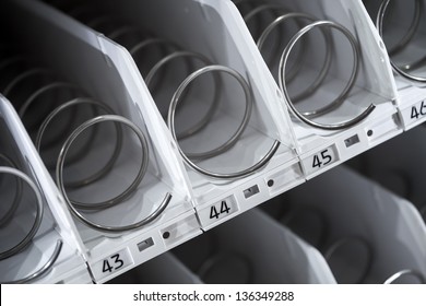 Empty Shelf Of Vending Machine