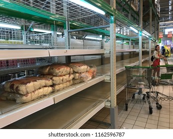 Empty Shelves Of Grocery Stores In Belarus, Grodno, August 23, 2018