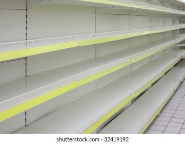 Empty Shelves In  Shop