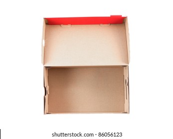 An Empty Shoe Box Isolated Against A White Background