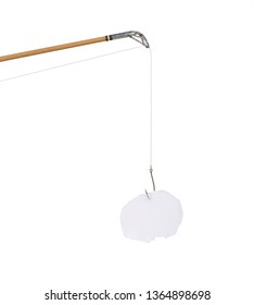 empty sign on hook with text space in front of white background 