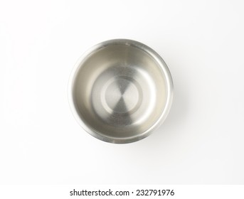 Empty Silver Bowl On White Background