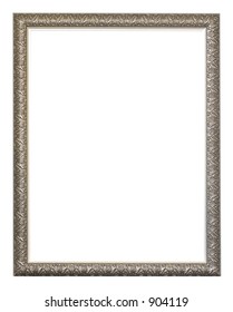 Empty Silver Ornate Frame Isolated