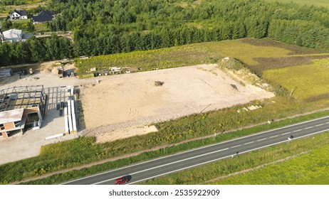 Empty site prepared for construction.