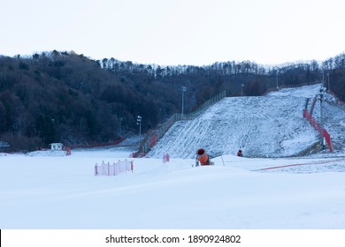 Empty Ski Resort Scene On Lock Down