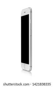 empty smartphone side view isolated white.
