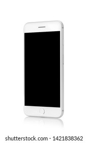 leere Smartphone-Seitenansicht einzeln auf Weiß.