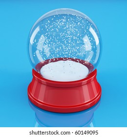 Empty Snow Globe Isolated On Blue - Rendering