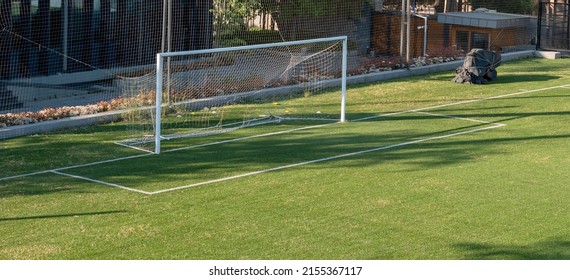 empty soccer field, empty goal