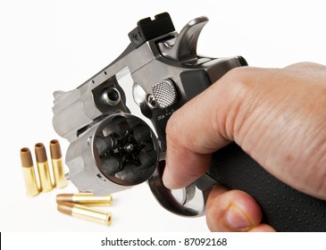 Empty Socket Of Revolver Isolated On White Background