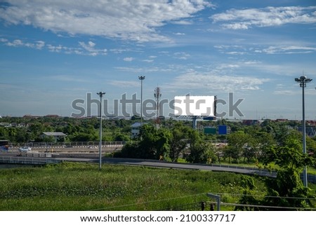 Empty space billboard from zoom out and far view in the open sky. Clipping Path.
