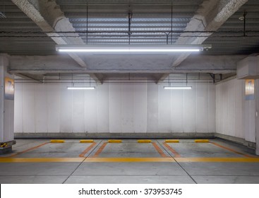 Empty Space Car Park Interior At Night