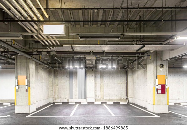 Empty space\
car park interior at office\
building