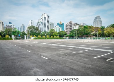 Empty Space In City Park Outdoor Asphalt Parking Lot