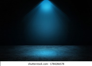 Empty space of Concrete floor grunge texture background with blue spotlight effect.