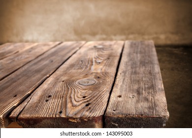 Empty Space On Old Wooden Table