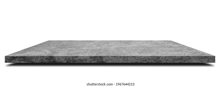 Empty space of Side view concrete walkway or footpath on white background. (Clipping path)