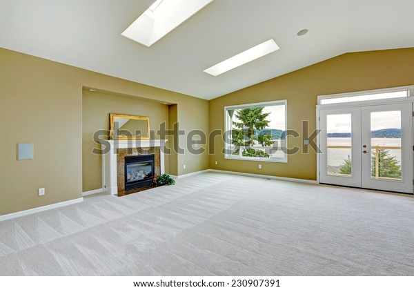 Empty Spacious Living Room Walkout Deck Stock Photo Edit Now