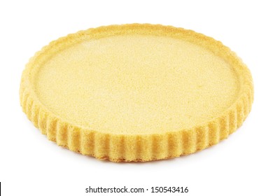 Empty Sponge Cake Flan Case On White