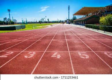 Empty Sports Stadium Due To Alarm Status And Coronavirus Quarantine