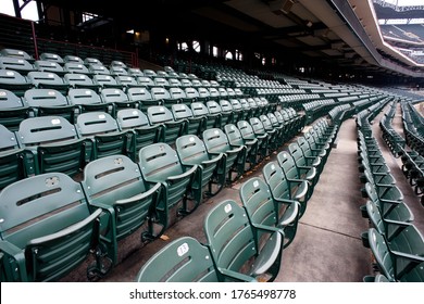 Empty sports stadium during the virus pandemic.