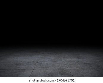 Empty Spot Lit Concrete Floor, Dark Background.