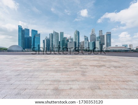 empty square with city skyline in singapore