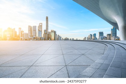 Empty square floor and city skyline with modern buildings in Shanghai - Powered by Shutterstock