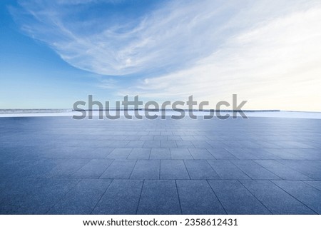 Empty square floor and sky cloud background