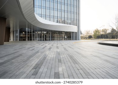 Empty square in front of modern office building
