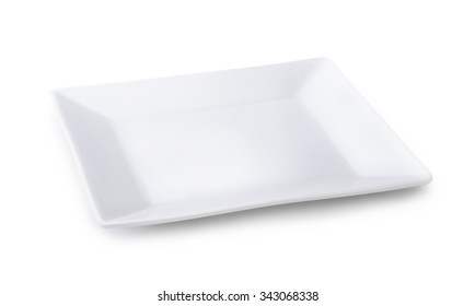 Empty Square Plate Isolated On White