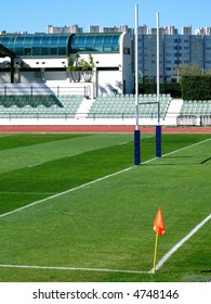 Empty Stadium With Rugby Post