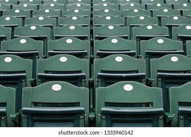 Empty Stadium Seating Rows at a Baseball Park. 