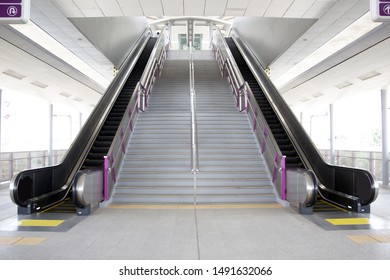 empty staircase and escalator on sky train - Powered by Shutterstock