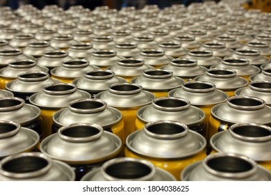 Empty Steel Aerosol Cans In Factory