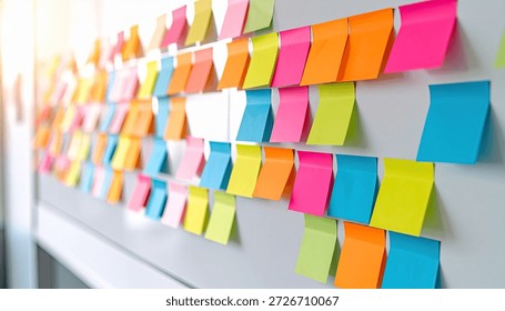 Empty Sticky Notes on Vision Board for Goal Setting