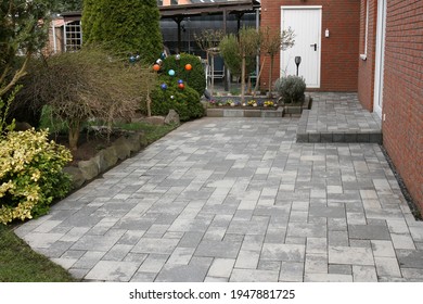 Empty Stone Garden Terrace As Background