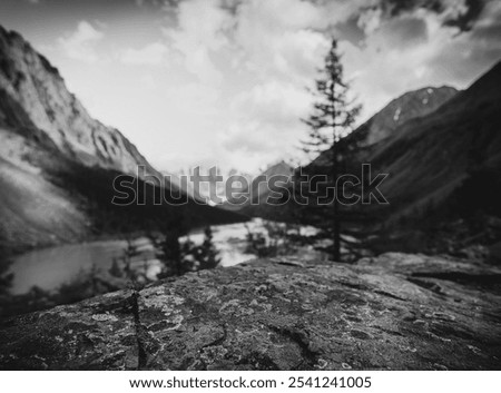empty stone surface in backcountry, black and white toned image