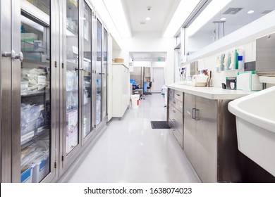 Empty Storage Room With Supplies In Modern Hospital Building