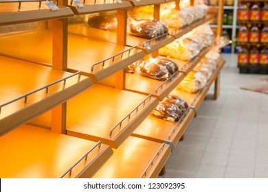 Empty Store Shelf In The Super Market