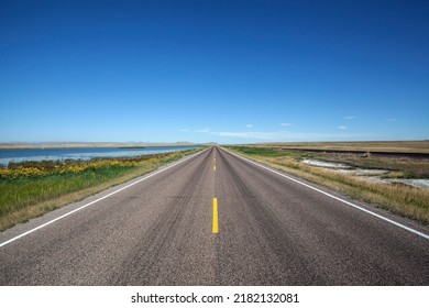 Empty Straight Road, Near Browning, Montana, USA