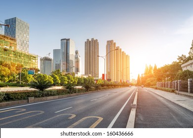 Empty Street In Modern City