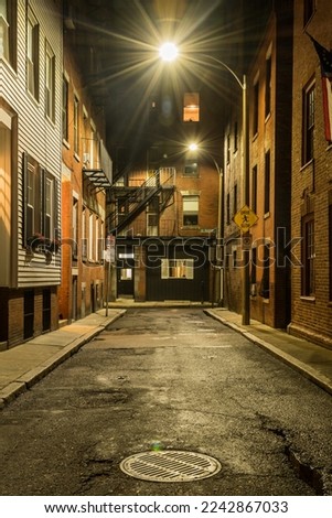 Empty Street at Night in Boston along the Freedom Trail