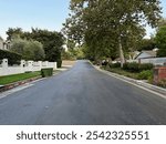 empty street in a residential suburban neighborhood - Los Angeles, California