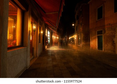 Empty Street Venice By Rainy Night Stock Photo 1155977524 | Shutterstock