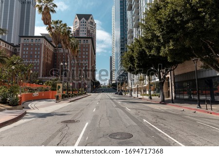 Empty streets in Downtown Los Angeles cause the  coronavirus pandemic emergency