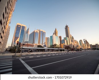 Empty streets of Dubai during quarantine. UAE.