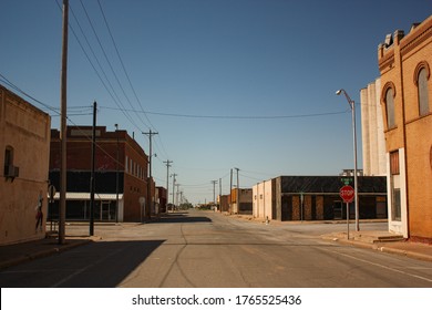 Empty Streets In Old Town Of Hollis Oklahoma