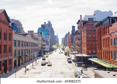 Empty Streets In West Village At New York Manhattan, USA